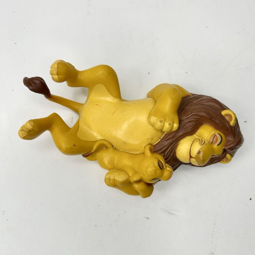 Vintage Disney The Lion King Mufasa & Simba Cuddling Plastic Toy Figure Mattel